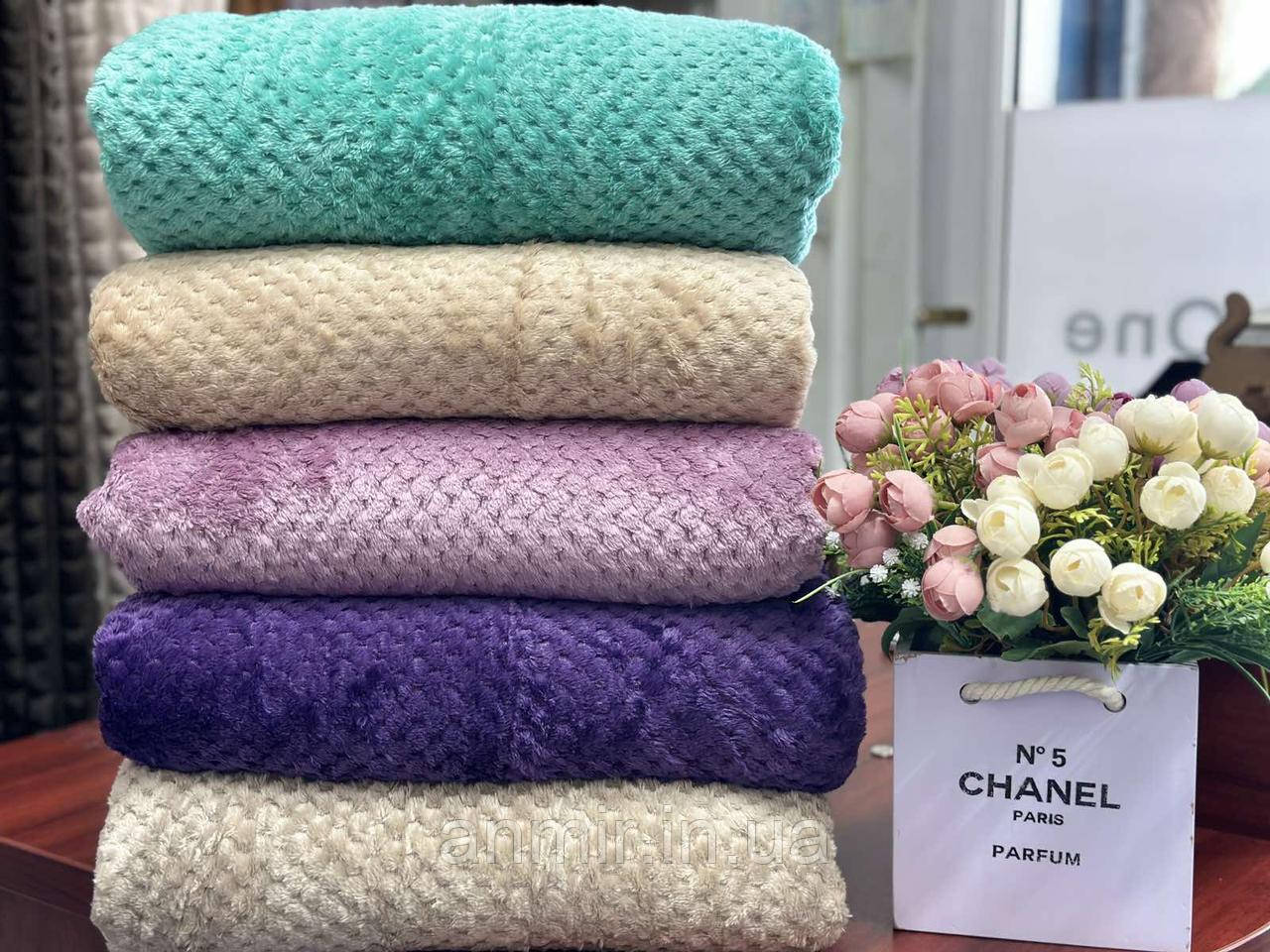 Покривало-плед однотонне бамбук євро 200х230 см, кольору міксом