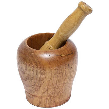 Ступка для спецій з товкачиком дерев'яна 10*12 см