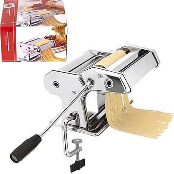 Локшинорізка тісторозкатка ручна побутова механічна для локшини ріже аркуші тіста шириною 17 см із 10 ступенями товщини