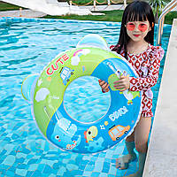 Дитяче надувне коло для плавання, з ручками та вушками, 70 см, Блакитний