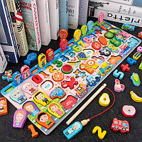 Деревяний розвиваючий дитячий Сортер по методиці Монтессорі 1980 Limo toy 5 В 1 українською мовою