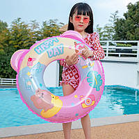 Дитяче надувне коло для плавання, з ручками та вушками, 70 см, Рожевий