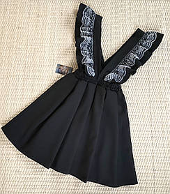 Дитячий сарафан шкільний чорний на бретелях для дівчинки