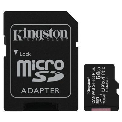 Карта пам'яті KINGSTONE 64GB microSDXC A1 C10 Canvas Select Plus + adapter, фото 1