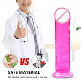 Жіночий Рожевий фалоімітатор 20 см, Фалос з присоскою для вагінальної стимуляції, Ділдо реалістичний, Інтимні, фото 6