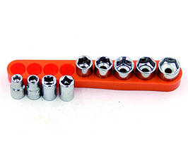 Набір перехідників шестигранних (торцеві головки) 5–13 мм (9 шт)