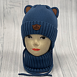 М 89052 Комплект для хлопчика: шапка з вушками і завязками на флісі і манішка, 2-5 років, різні кольори, фото 5