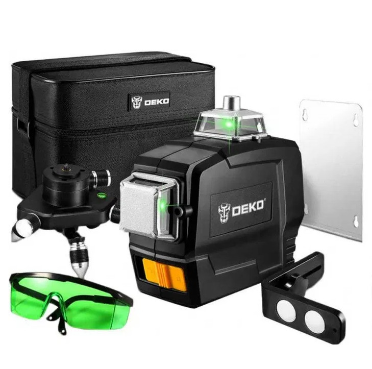 Нівелір Лазерний рівень Deko 3D Hilda XEAST Fukuda 12 ліній Зелений промінь (без штатива), фото 1