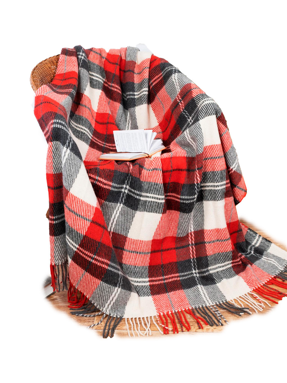 Плед вовняний Ельф 2 біл-червон-антр Love You 140 x 200 см, фото 1