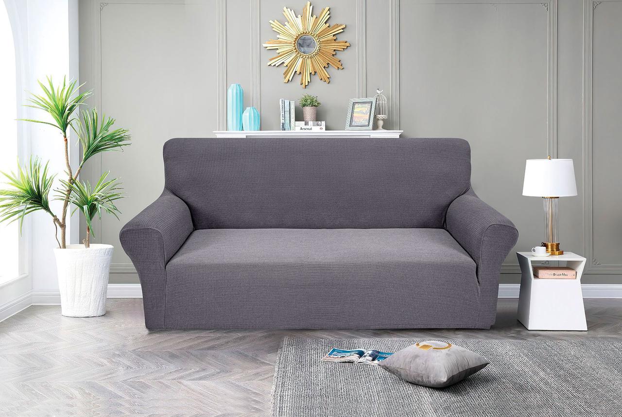 Чохол на диван тримісний Corn Fleece сірий Love You, фото 1