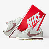 Сірі шкіряні жіночі кросівки кроссовки Nike Cortez "Beige" - демісезонні кеди найк кортез, фото 9