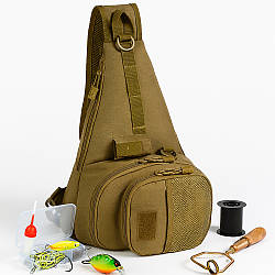 Рибальська сумка, 43х25см, Коричневий / Сумка для риболовлі / Сумка рибальська / Сумка для рибальських снастей