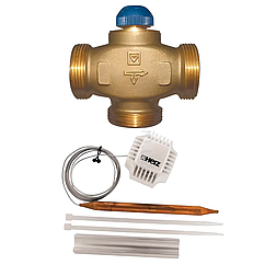 Триходовий терморегулювальний розподільний клапан HERZ CАLIS-TS-RD 1776141 і термостатична головка HERZ 20-50°С 1742006