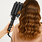 Плойка потрійна для волосся 125Вт, від мережі, V-591 / Щипці для локонів / Плойка хвиля / Щипці для завивки, фото 4