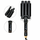 Плойка потрійна для волосся 125Вт, від мережі, V-591 / Щипці для локонів / Плойка хвиля / Щипці для завивки, фото 5