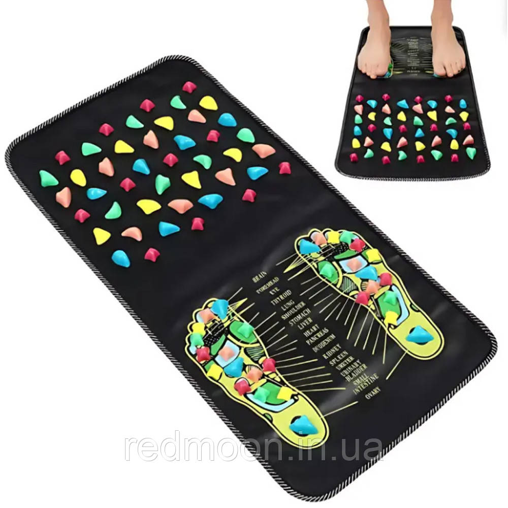 Масажний килимок з камінням 70х35 см / Ортопедичний аплікатор / Доріжка масажна для ніг і спини, фото 1