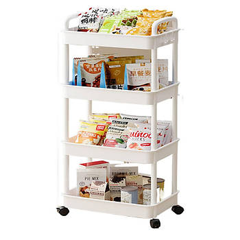 Стелаж на колесах 4 яруси, GT-248 / Пересувний стелаж для ванної / Етажерка для кухні / Полиця на колесах