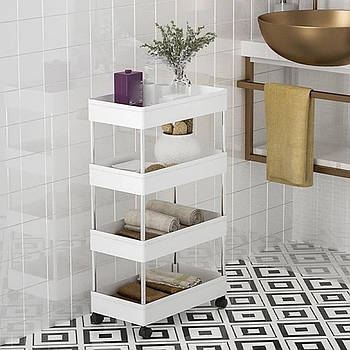 Чотириярусний стелаж на коліщатках 80х39х12,5см, XYX-2021 / Етажерка на колесах / Поличка на колесах / Візок