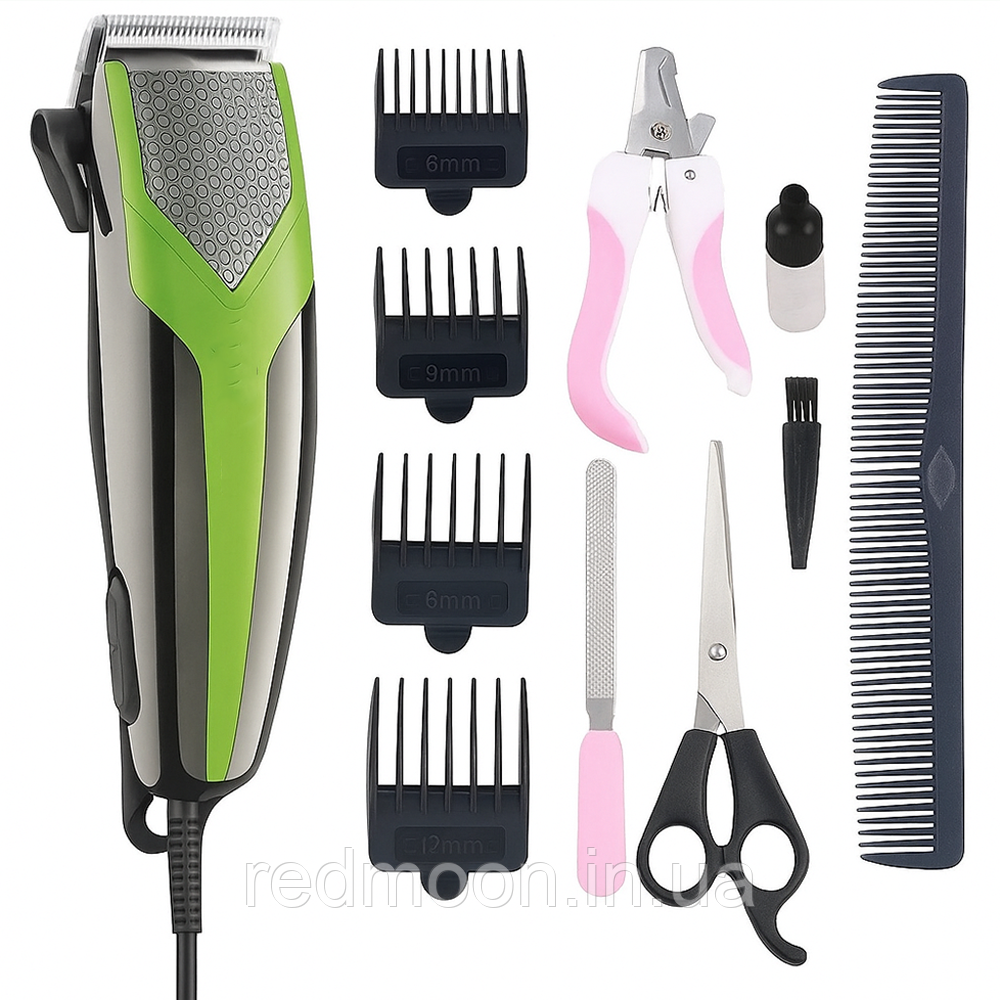 Машинка для стрижки тварин від мережі +4 насадки SK-719 / Тример для стрижки шерсті / Набір для грумінгу, фото 1