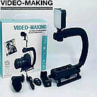 Ручний тримач для телефона( мікрофон + спалах + пульт) ,24х21х13см / Стабілізатор для відеозйомки, фото 10