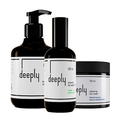 Зволожуючий набір для волосся deeply hydrating 3-в-1 (шампунь + маска + спрей)
