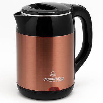 Електрочайник на 2 л, 2200 Вт, СВ 9215, Бронзовий / Електричний чайник із неіржавкої сталі/Дисковий чайник