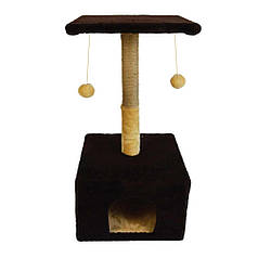 "Пухнастики" Драпак будиночок з полицею (джут) шоколад 38*35*50 см