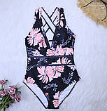 Суцільний закритий жіночий купальник р.S (40-42), м'яка чашка, сітка, фото 2