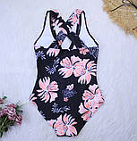 Суцільний закритий жіночий купальник р.S (40-42), м'яка чашка, сітка, фото 5