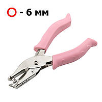 Дырокол на одно отверстие Ø 6 мм LUX - Прорезиненные ручки, с отсеком для конфетти - pink