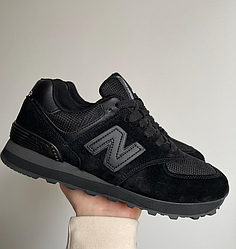 Чоловічі кросівки New balance 574 black Нью Баланс чорні замшеві