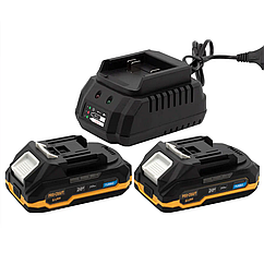 Набір акумуляторів і зарядного пристрою Procraft PBC-set1 (2 АКБ 20 В по 2 А/год і зарядне)