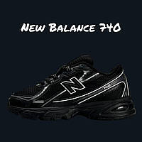 Чорні жіночі кросівки Жіночі кросівки New Balance 740 Black White / Демісезонні Нью Беланс 740 сітка