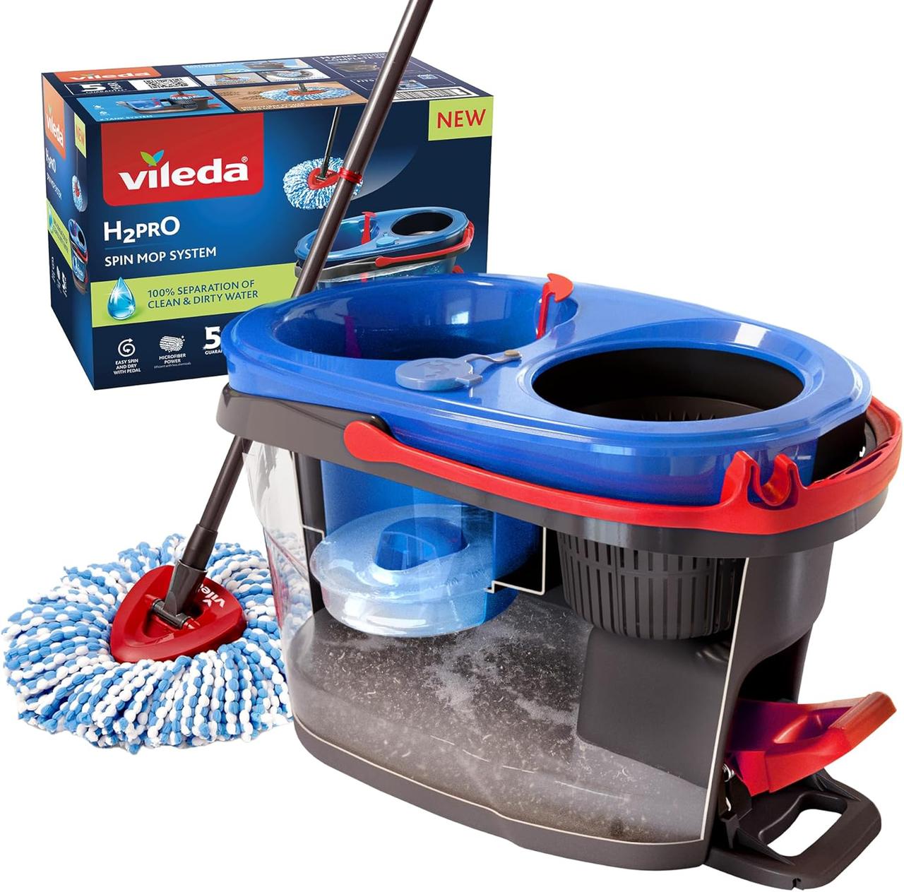 Набір для прибирання Vileda H2prO Spin Mop & Bucket System двокамерна технологія відра (178332)
