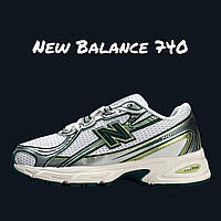Срібні жіночі кросівки New Balance 740 White Silver Green / Демісезонні Нью Беланс 740 сітка