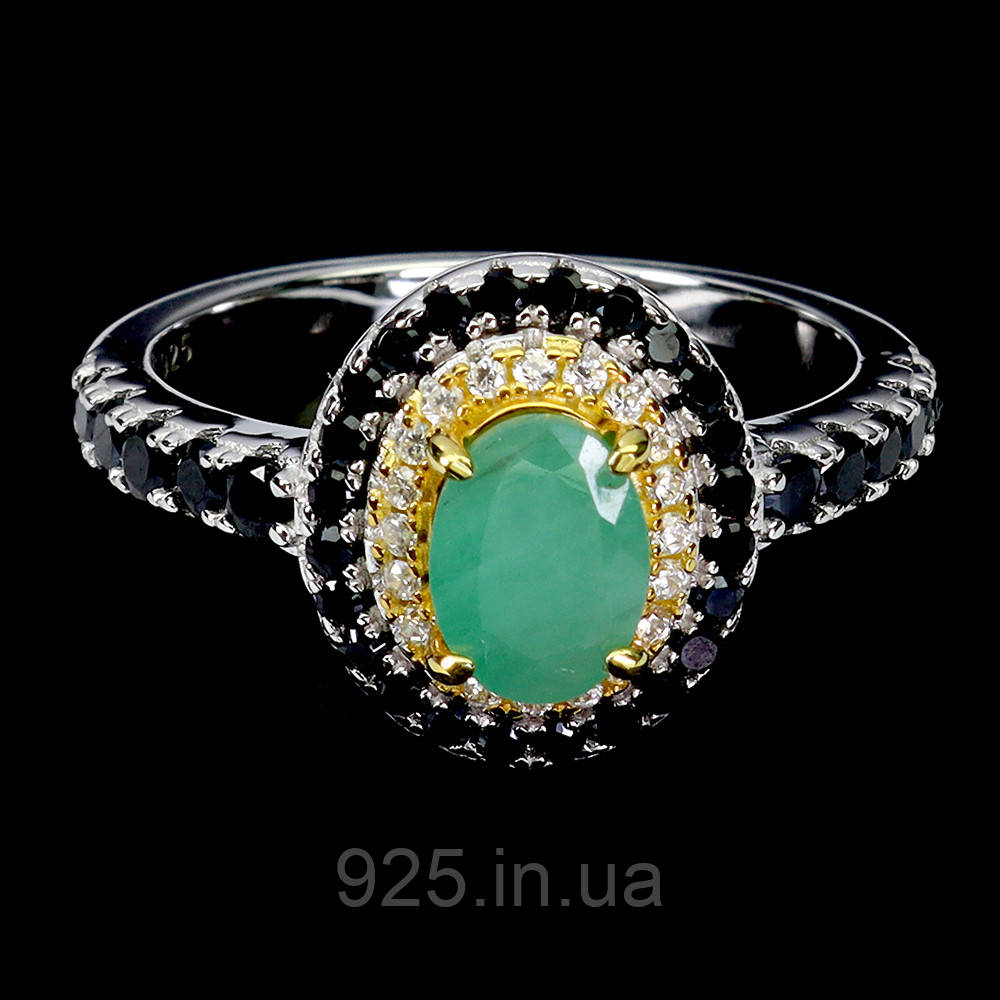 Каблучка. Натуральний смарагд і шпінель. Срібло 925., фото 1