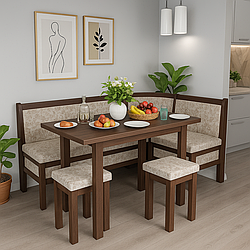 Дерев'яний обідній комплект кухонний куточок дерево зі столом і табуретками Статус Явіто