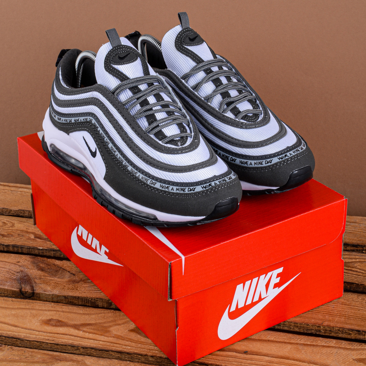 SALE Кросівки Nike Air Max 97 сірі з білим, фото 1
