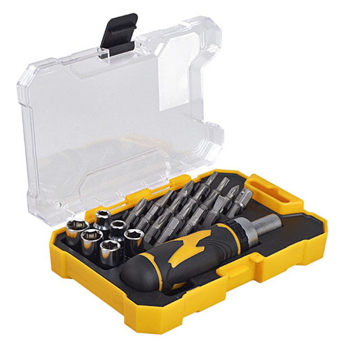 Реверсивна викрутка з комплектом насадок 23 шт MIOL 65-070