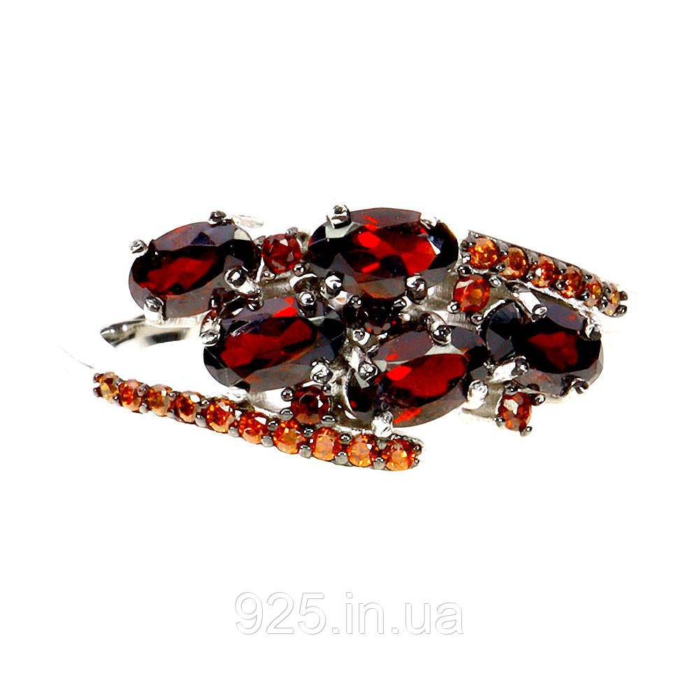 Каблучка. Натуральний гранат. Срібло 925., фото 1