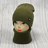 М 89051. Комплект для хлопчика, підлітковий: шапка з флісом і  хомут, розмір вільний, різні кольори 4-15 років, фото 3