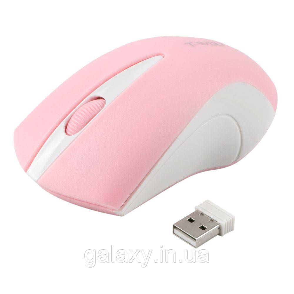 Мыша TWolf бездротова 2.4G для ПК ноутбука Q2 Pink White, фото 1