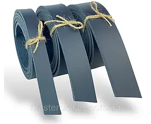Смуга ремінна з натуральної шкіри ВРХ з лицьовим покриттям колір синій РОЗМІР НА ВИБІР
