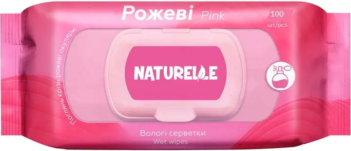 Серветки вологі преміум Naturelle Pink/Рожеві 100 шт, фото 1