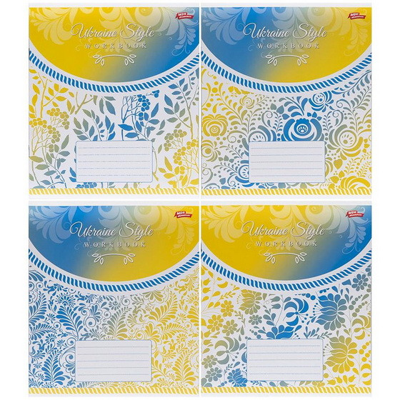 Зошит шкільний 12 аркушів у косу лінію, серія "Український стиль 2", білизна 100%