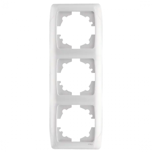 Рамка потрійна для розеток вертикальна Viko Carmen біла, фото 1