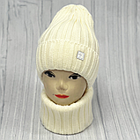 М 89045. Комплект для дівчинки, підлітка: шапка з флісом і хомут, різні кольори 4-15 років, фото 2