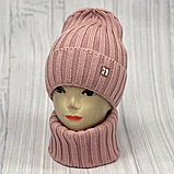 М 89045. Комплект для дівчинки, підлітка: шапка з флісом і хомут, різні кольори 4-15 років, фото 3