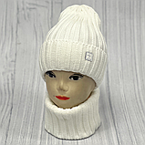 М 89045. Комплект для дівчинки, підлітка: шапка з флісом і хомут, різні кольори 4-15 років, фото 4