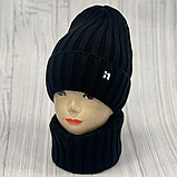 М 89045. Комплект для дівчинки, підлітка: шапка з флісом і хомут, різні кольори 4-15 років, фото 6